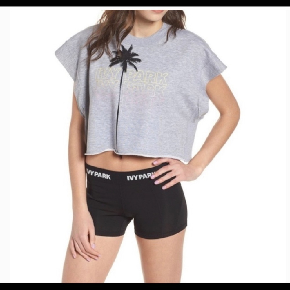 Ivy Park Palm Tree Sleeveless Crop Sweatshirt